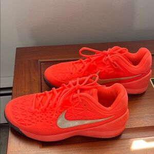 Nike Neon Orange Sneakers with Silver Swoosh